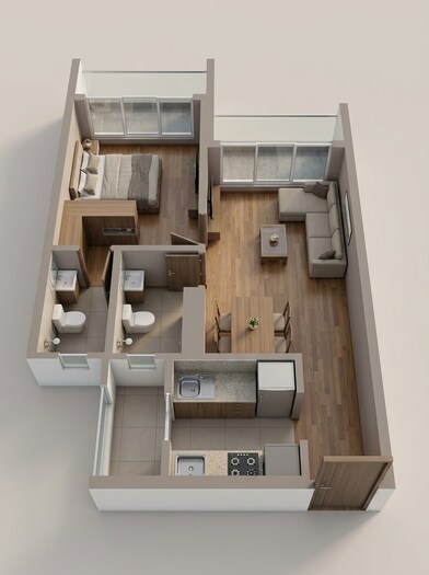 Floor plan of 1 BHK 496 Sq. Ft. Apartment in JP The Palace, Thane