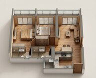 Floor plan of 2 BHK 638 Sq. Ft. Apartment in JP The Palace, Thane