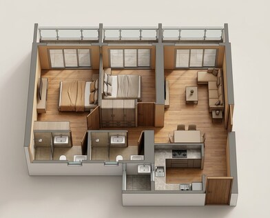 Floor plan of 2 BHK 638 Sq. Ft. Apartment in JP The Palace, Thane