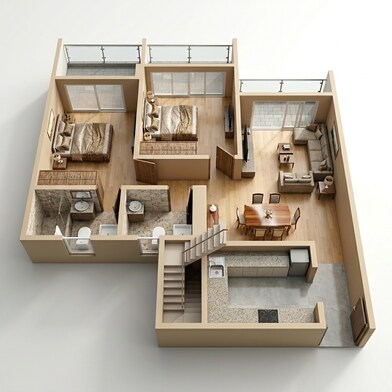 Floor plan of 2 BHK 805 Sq. Ft. Apartment in JP The Palace, Thane