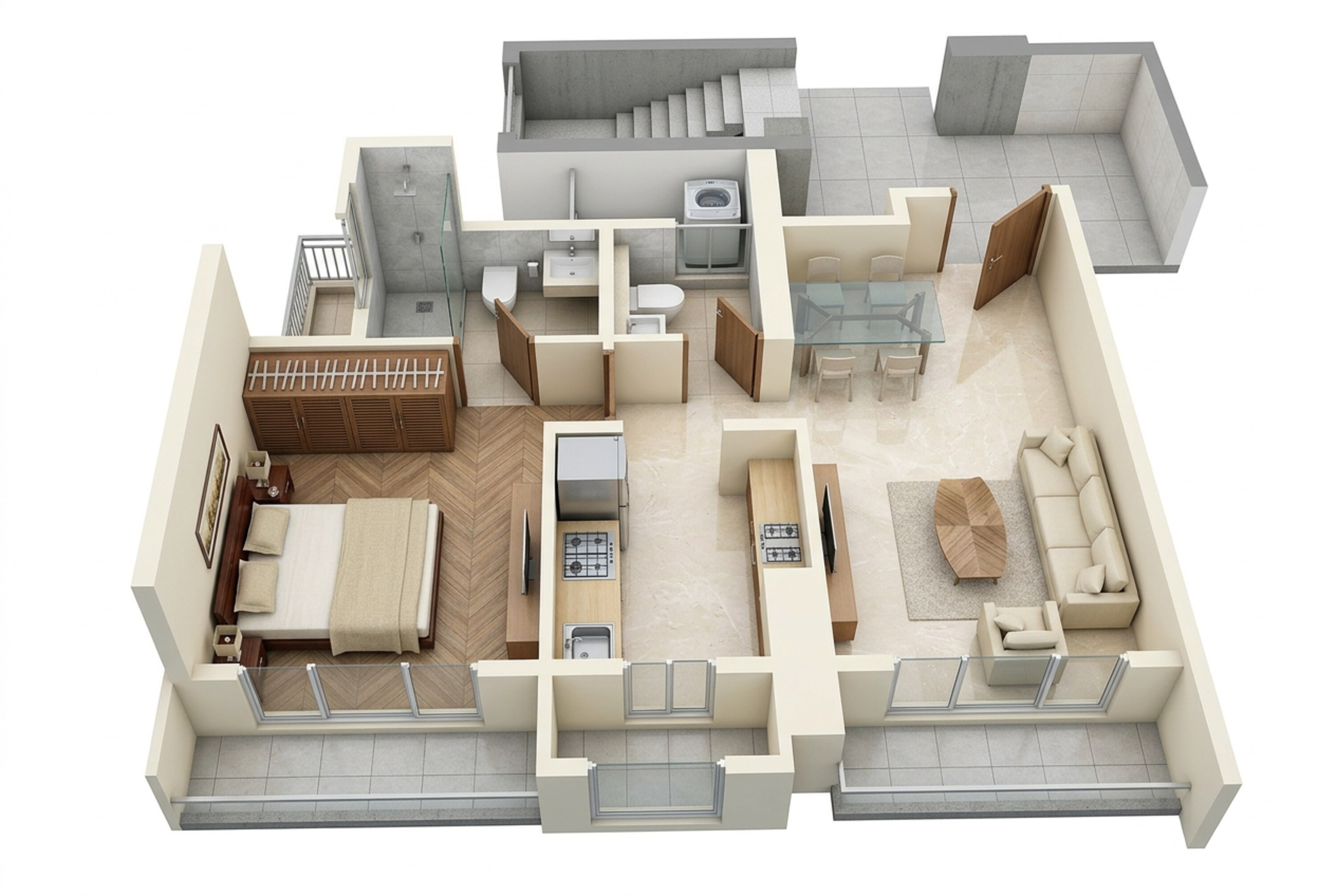 Floor plan of 1 BHK 423 Sq. Ft. Apartment in Runwal Code Name Enchanted, Thane