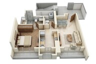 Floor plan of 1 BHK 423 Sq. Ft. Apartment in Runwal Code Name Enchanted, Thane
