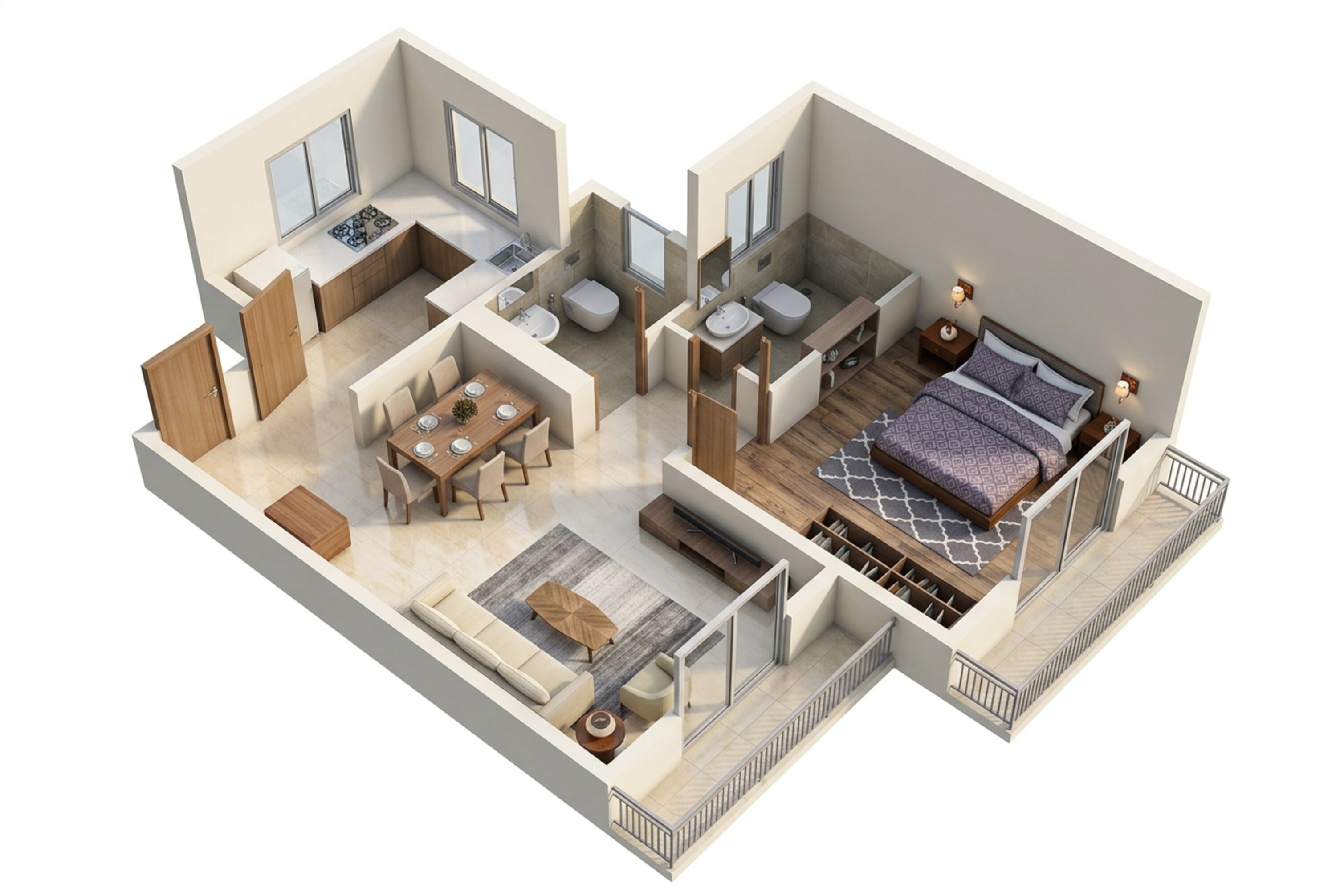 Floor plan of 1 BHK 445 Sq. Ft. Apartment in Runwal Code Name Enchanted, Thane
