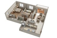 Floor plan of 2 BHK 587 Sq. Ft. Apartment in Runwal Code Name Enchanted, Thane