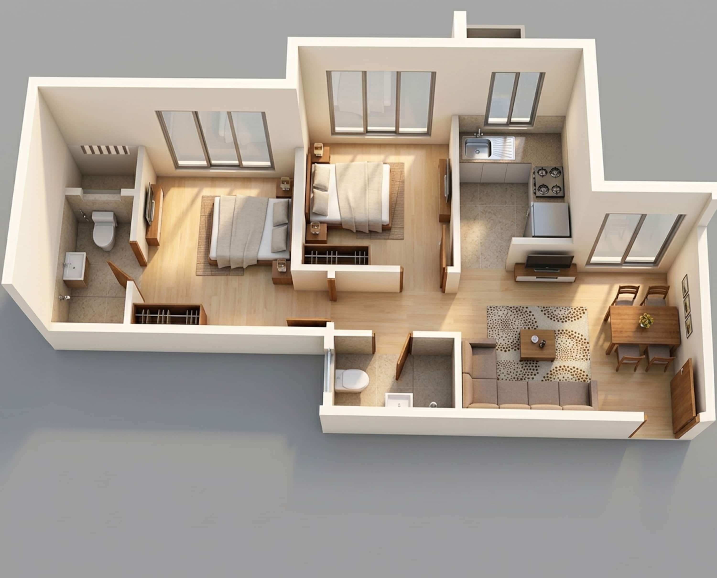 Floor plan of 2 BHK 475 Sq. Ft. Apartment in Runwal Avenue, Mumbai
