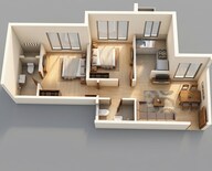 Floor plan of 2 BHK 475 Sq. Ft. Apartment in Runwal Avenue, Mumbai