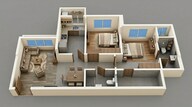 Floor plan of 2 BHK 570 Sq. Ft. Apartment in Runwal Avenue, Mumbai