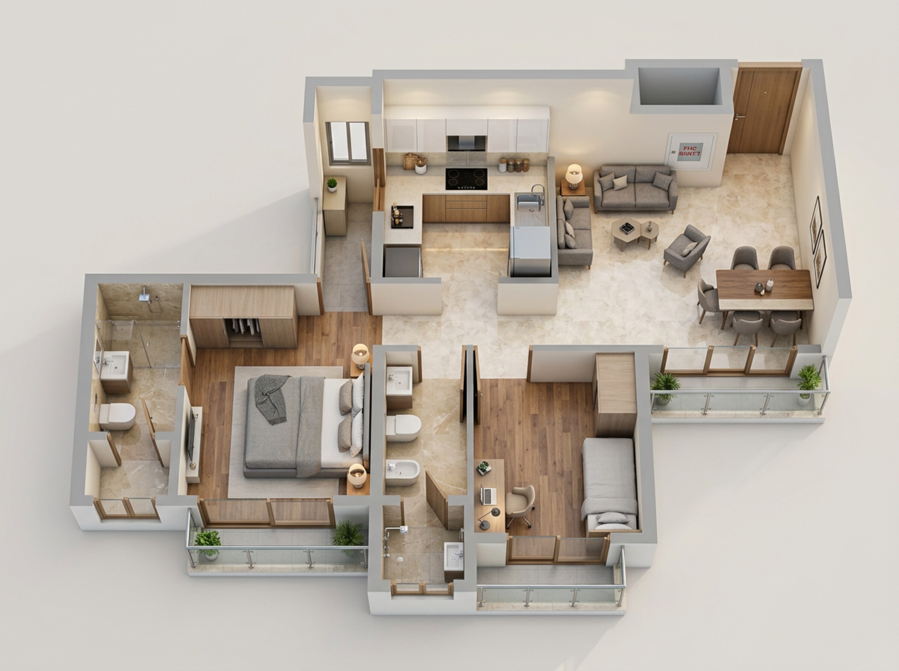 Floor plan of 1 BHK 424 Sq. Ft. Apartment in Runwal Avenue, Mumbai