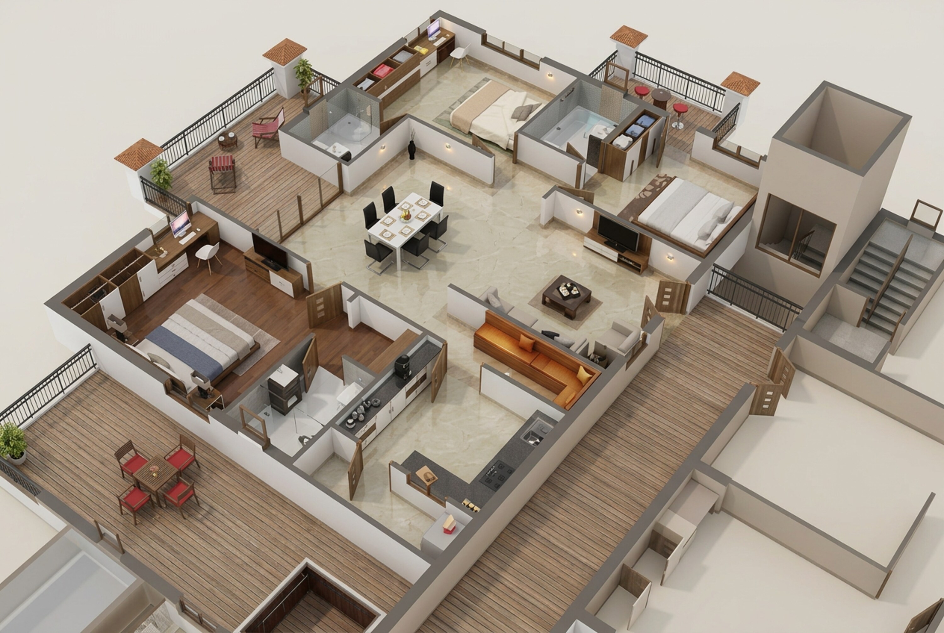 Floor plan of 3 BHK 1730 Sq. Ft. Apartment in Undavalli SriValli Pravas, Vijayawada