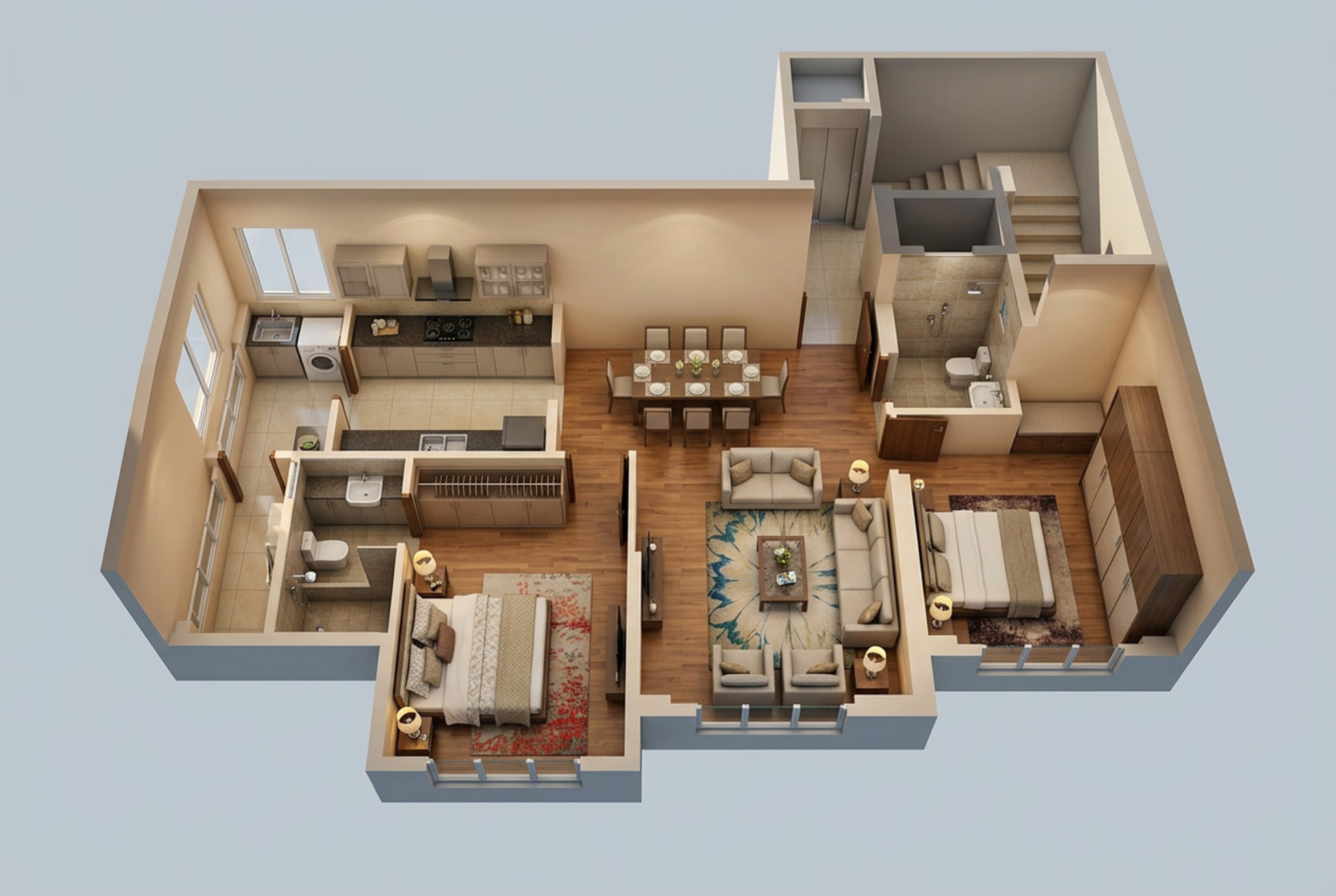 Floor plan of 3 BHK 918 Sq. Ft. Apartment in Lodha Bellagio, Mumbai