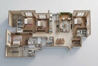 Floor plan of 4 BHK 1506 Sq. Ft. Apartment in Lodha Bellagio, Mumbai