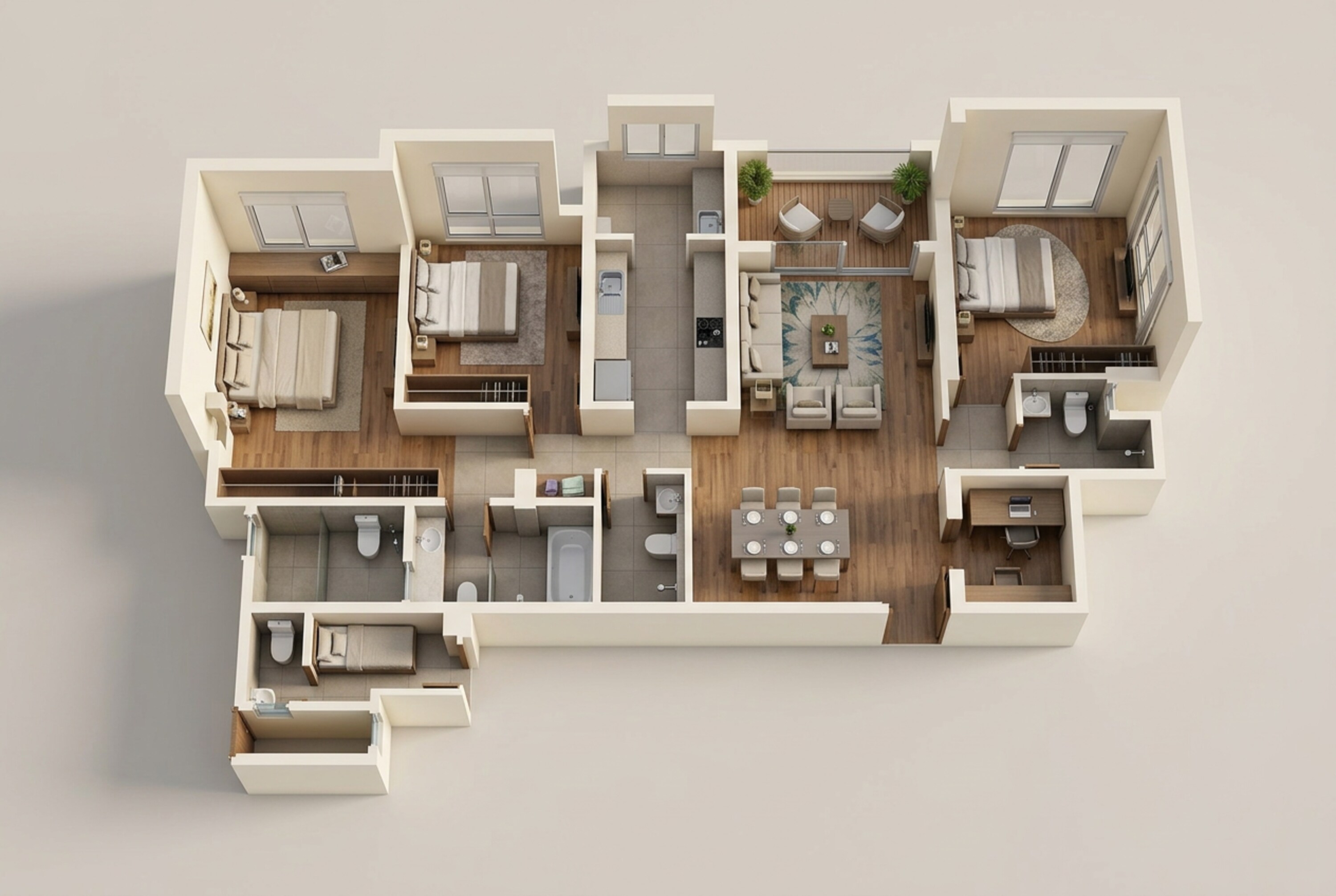 Floor plan of 4 BHK 1420 Sq. Ft. Apartment in Lodha Bellagio, Mumbai