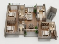 Floor plan of 3 BHK 1300 Sq. Ft. Apartment in LnT Elixir Reserve, Mumbai