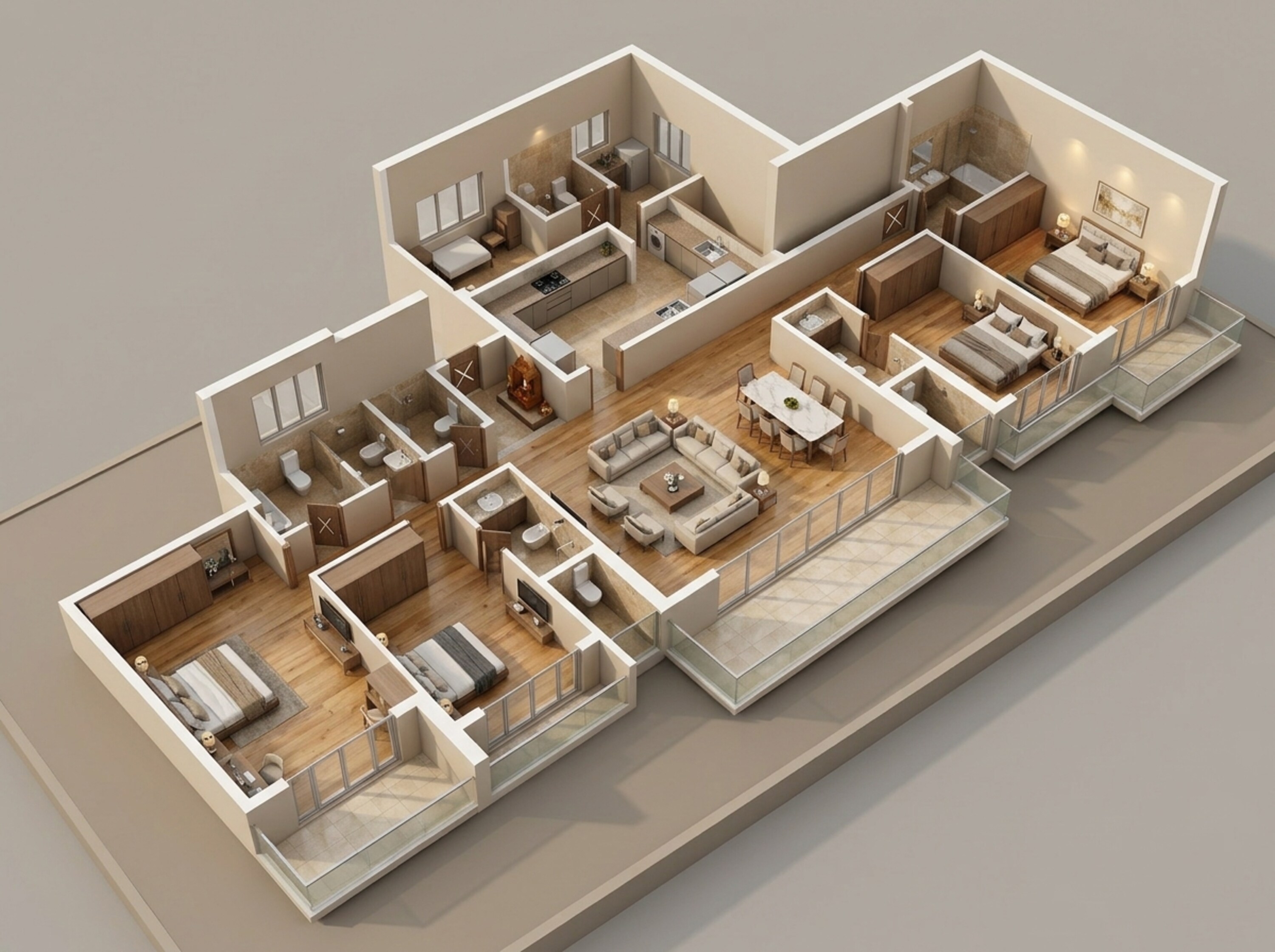 Floor plan of 4 BHK 2272 Sq. Ft. Apartment in LnT Elixir Reserve, Mumbai