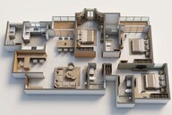 Floor plan of 3 BHK 1831 Sq. Ft. Apartment in Sobha Victoria Park, Bangalore