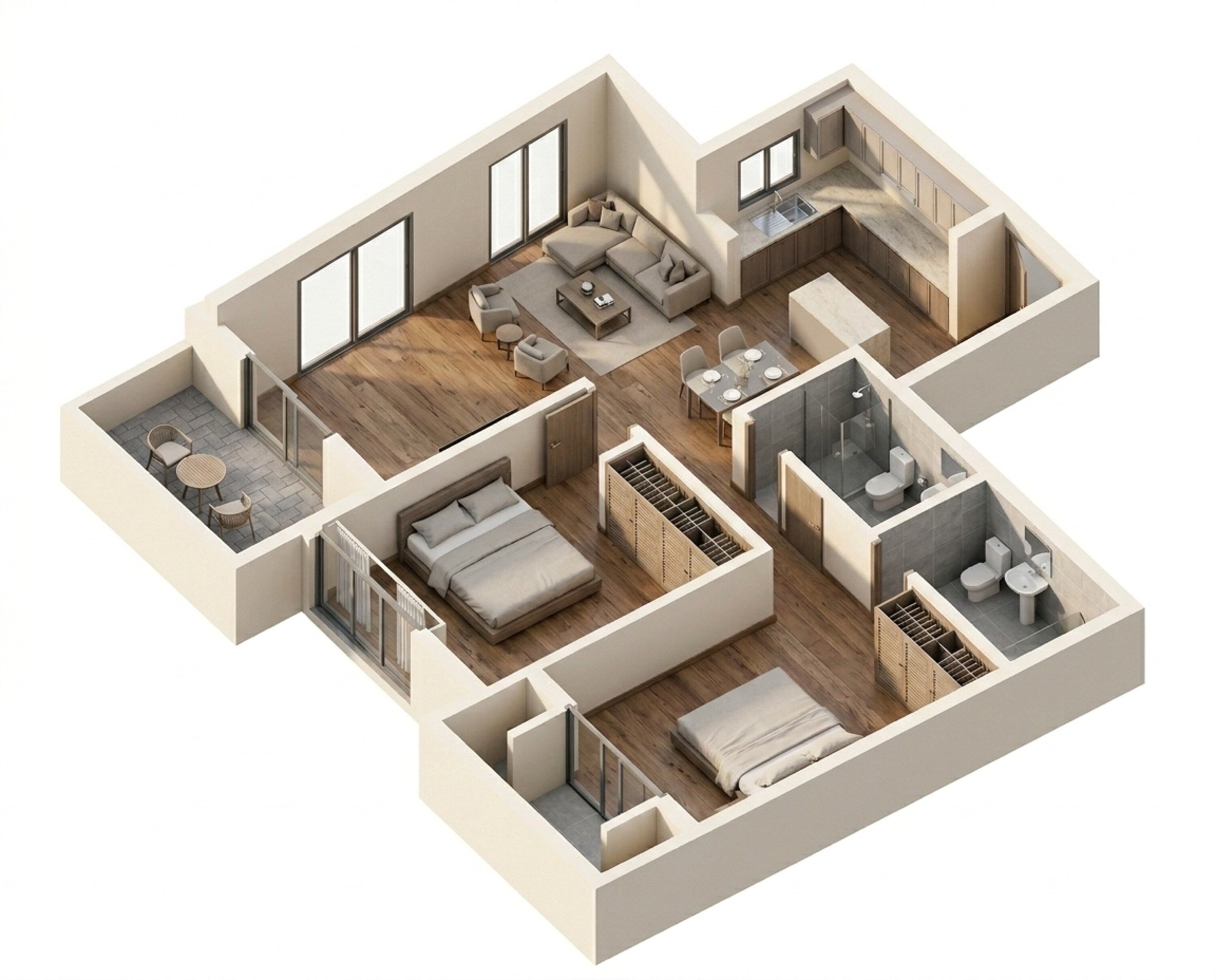 Floor plan of 2 BHK 794 Sq. Ft. Apartment in Kohinoor Viva City, Pune