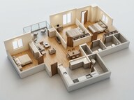Floor plan of 3 BHK 883 Sq. Ft. Apartment in Kohinoor Viva City, Pune