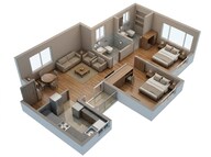 Floor plan of 2 BHK 698 Sq. Ft. Apartment in Shriram 107 South East, Bangalore
