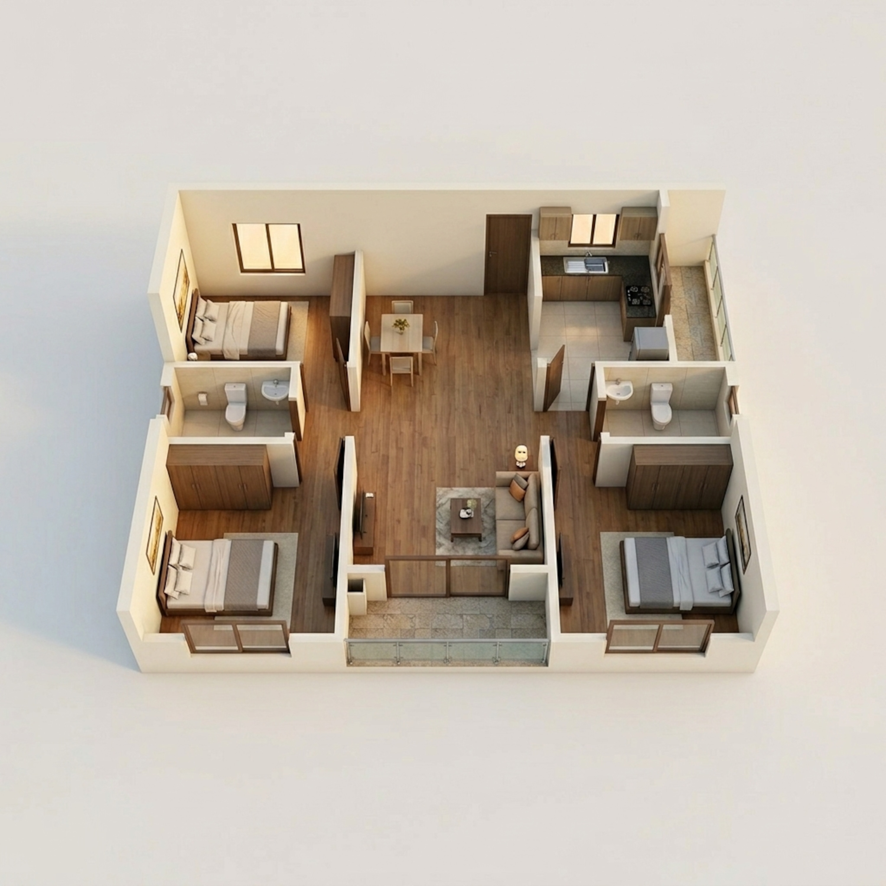 Floor plan of 3 BHK 1452 Sq. Ft. Apartment in VTP Euphoria, Pune