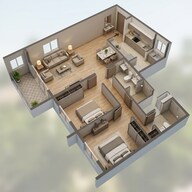 Floor plan of 2 BHK 788 Sq. Ft. Apartment in K Raheja Sterling, Pune