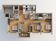 Floor plan of 3 BHK 833 Sq. Ft. Apartment in K Raheja Sterling, Pune