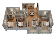 Floor plan of 3 BHK 979 Sq. Ft. Apartment in K Raheja Sterling, Pune