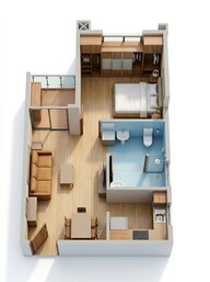Floor plan of 1 BHK 448 Sq. Ft. Apartment in VTP Cygnus, Pune
