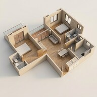Floor plan of 2 BHK 620 Sq. Ft. Apartment in VTP Cygnus, Pune