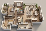 Floor plan of 3 BHK 969 Sq. Ft. Apartment in VJ Yashwin Nuovo Centro, Pune