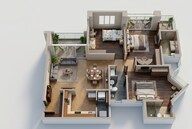 Floor plan of 3 BHK 974 Sq. Ft. Apartment in VJ Yashwin Nuovo Centro, Pune