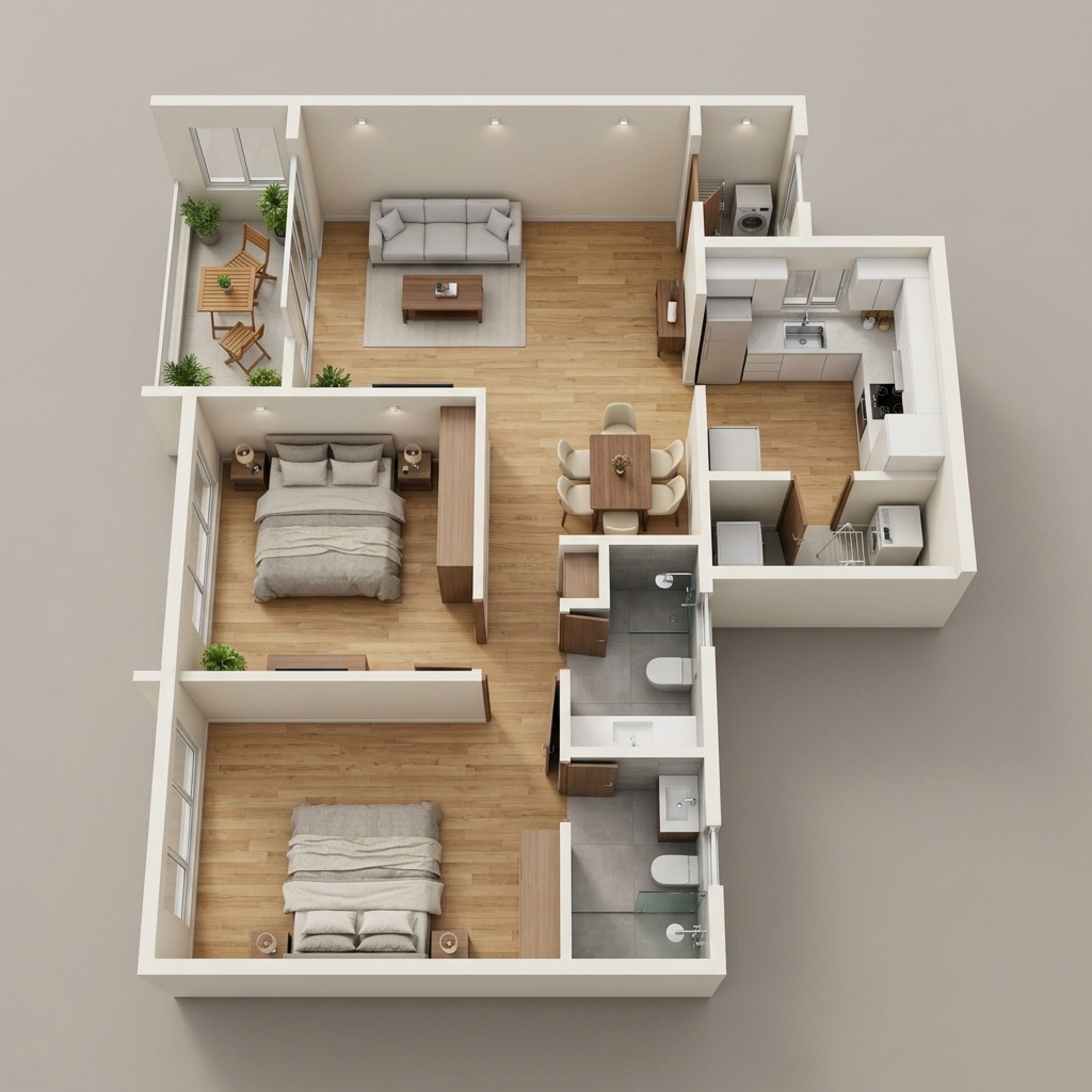 Floor plan of 2 BHK 836 Sq. Ft. Apartment in Zen Elite, Pune