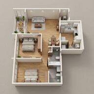 Floor plan of 2 BHK 836 Sq. Ft. Apartment in Zen Elite, Pune