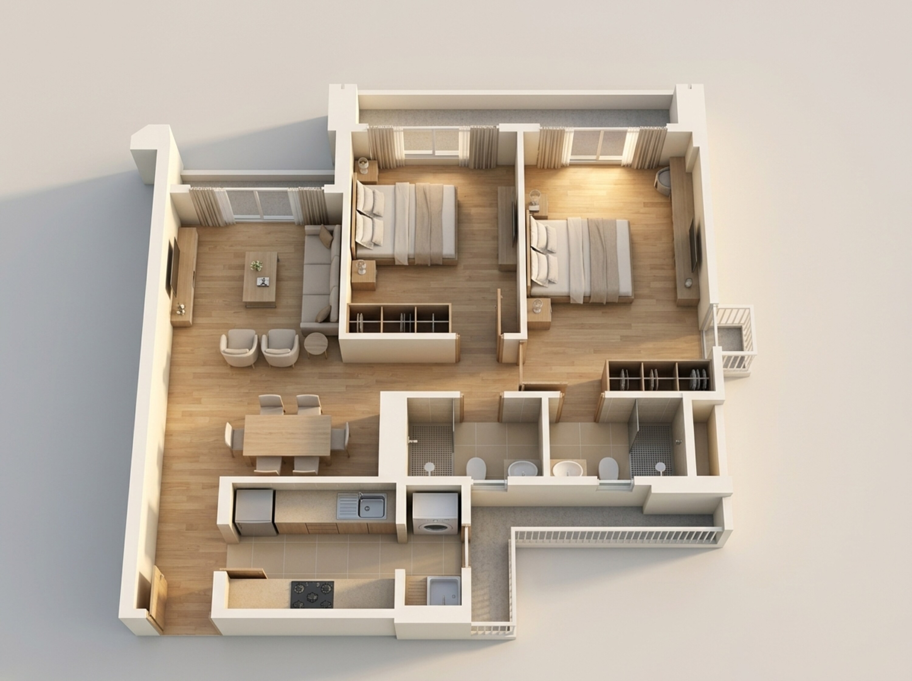 Floor plan of 2 BHK 836 Sq. Ft. Apartment in Godrej Horizon Wadala, Mumbai