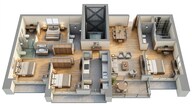 Floor plan of 3 BHK 1001 Sq. Ft. Apartment in Godrej Horizon Wadala, Mumbai