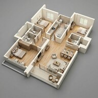Floor plan of 3 BHK 1059 Sq. Ft. Apartment in Godrej Horizon Wadala, Mumbai