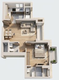 Floor plan of 1 BHK 407 Sq. Ft. Apartment in Godrej Ascend, Thane