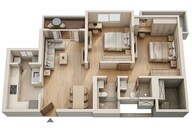 Floor plan of 2 BHK 734 Sq. Ft. Apartment in Godrej Ascend, Thane