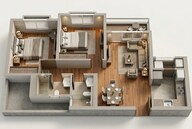 Floor plan of 2 BHK 775 Sq. Ft. Apartment in Godrej Ascend, Thane