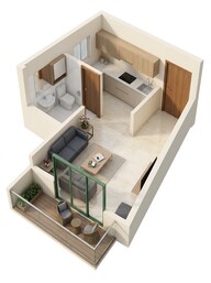 Floor plan of 306 Sq. Ft. Studio in Salarpuria Sattva Aeropolis, Bangalore