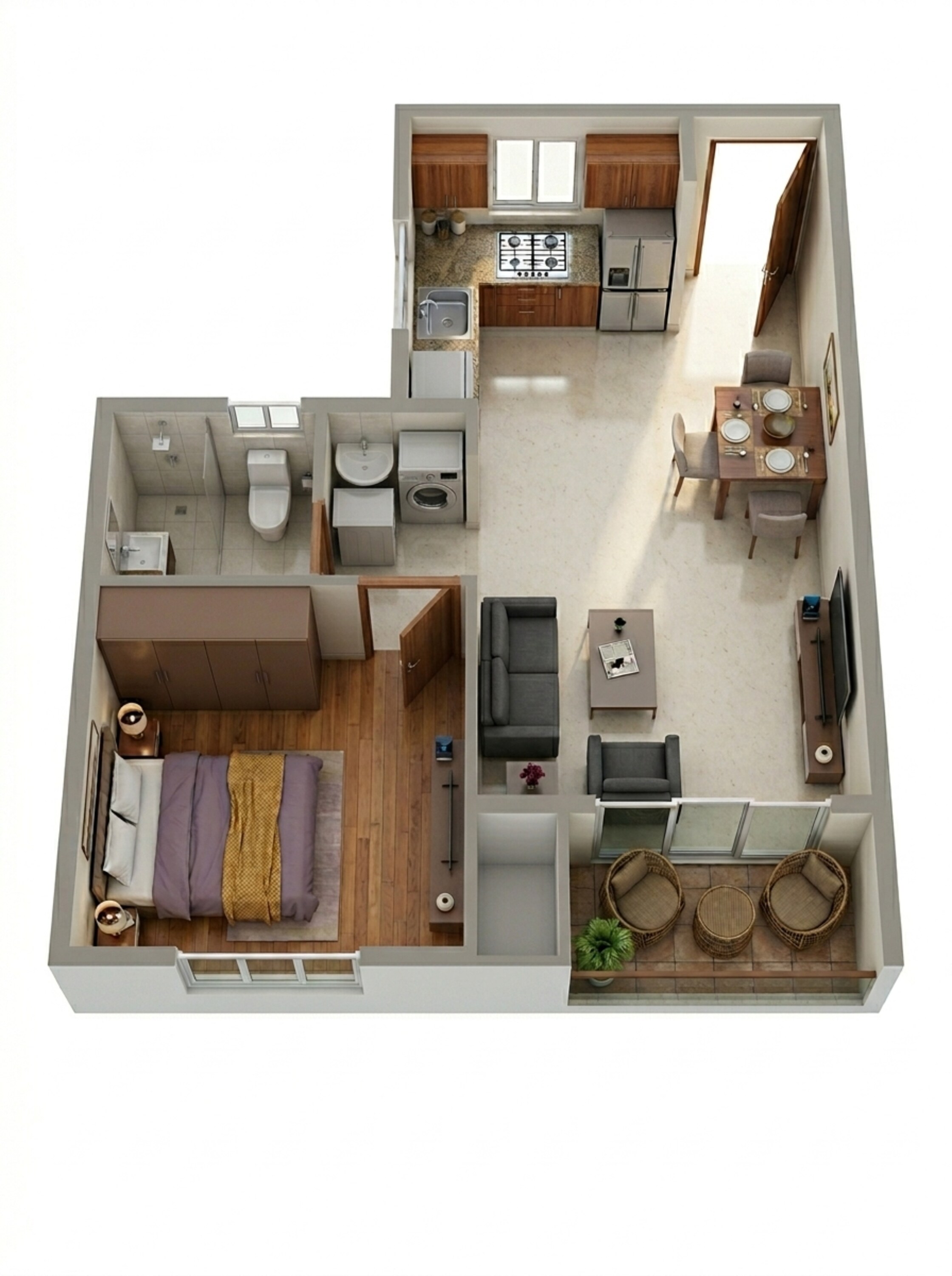 Floor plan of 1 BHK 595 Sq. Ft. Apartment in Salarpuria Sattva Aeropolis, Bangalore