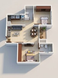 Floor plan of 2 BHK 909 Sq. Ft. Apartment in Salarpuria Sattva Aeropolis, Bangalore