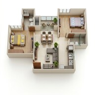 Floor plan of 2 BHK 943 Sq. Ft. Apartment in Salarpuria Sattva Aeropolis, Bangalore