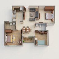 Floor plan of 3 BHK 1009 Sq. Ft. Apartment in Salarpuria Sattva Aeropolis, Bangalore