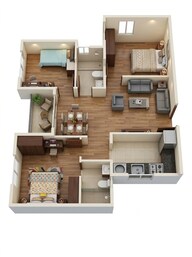 Floor plan of 3 BHK 1012 Sq. Ft. Apartment in Salarpuria Sattva Aeropolis, Bangalore