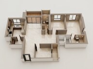 Floor plan of 3 BHK 1093 Sq. Ft. Apartment in Raymond The Address, Thane