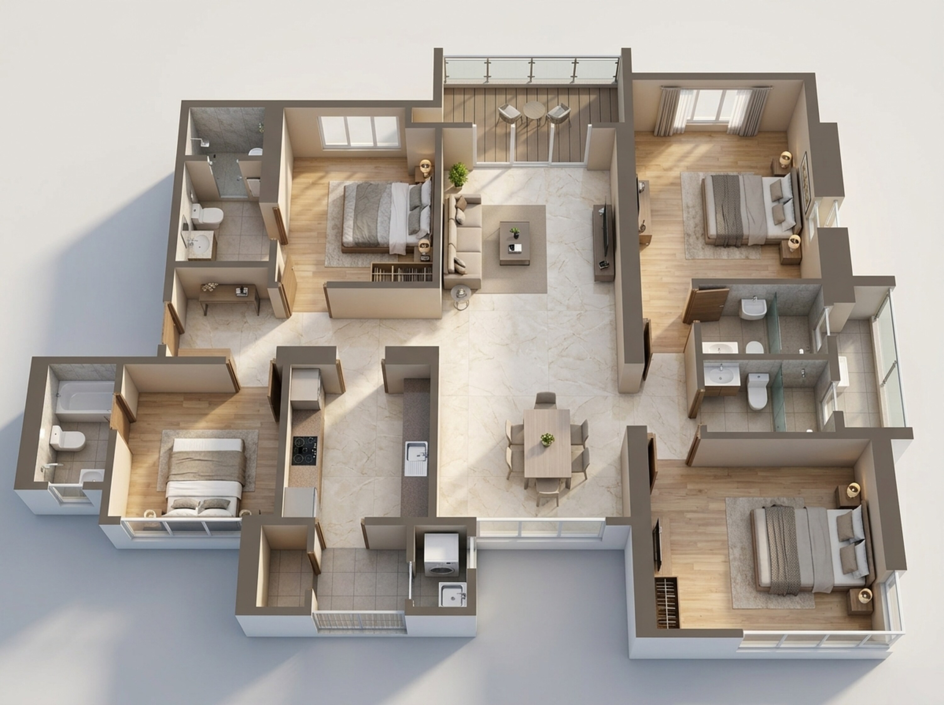Floor plan of 4 BHK 1396 Sq. Ft. Apartment in Raymond The Address, Thane