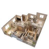 Floor plan of 2 BHK 549 Sq. Ft. Apartment in Kolte Patil Equa, Pune