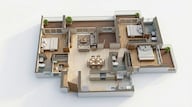 Floor plan of 3 BHK 1073 Sq. Ft. Apartment in Lodha Aura, Mumbai