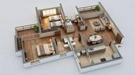 Floor plan of 3 BHK 930 Sq. Ft. Apartment in Lodha Aura, Mumbai