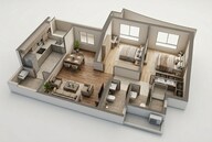 Floor plan of 2 BHK 758 Sq. Ft. Apartment in The Prestige City, Mumbai